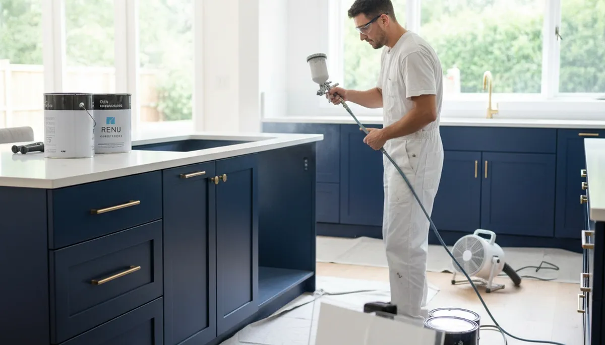 Professional cabinet painting in Nashville, TN kitchen with durable, high-quality finish