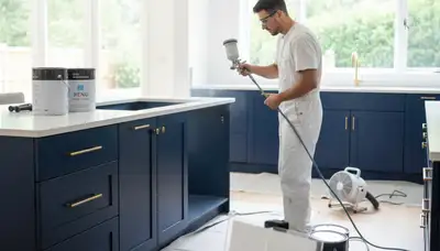 Professional cabinet painting in Nashville, TN kitchen with durable, high-quality finish