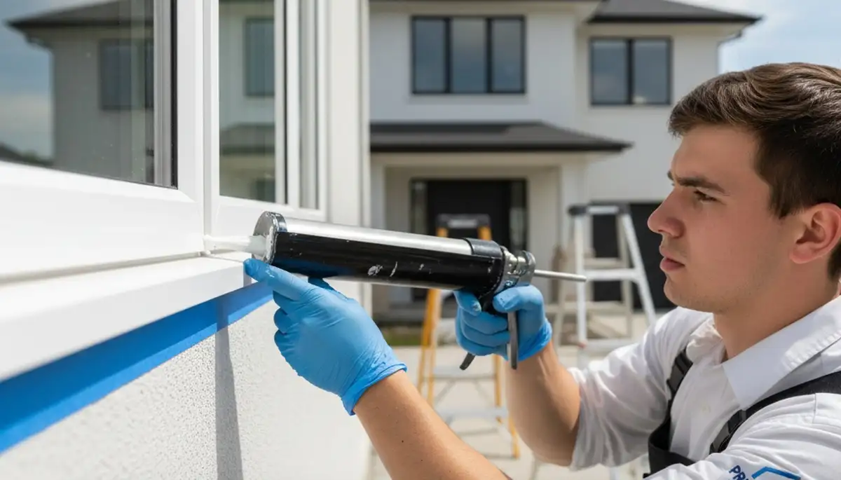 Professional caulking and sealing on Nashville TN home exterior for weather protection and energy efficiency