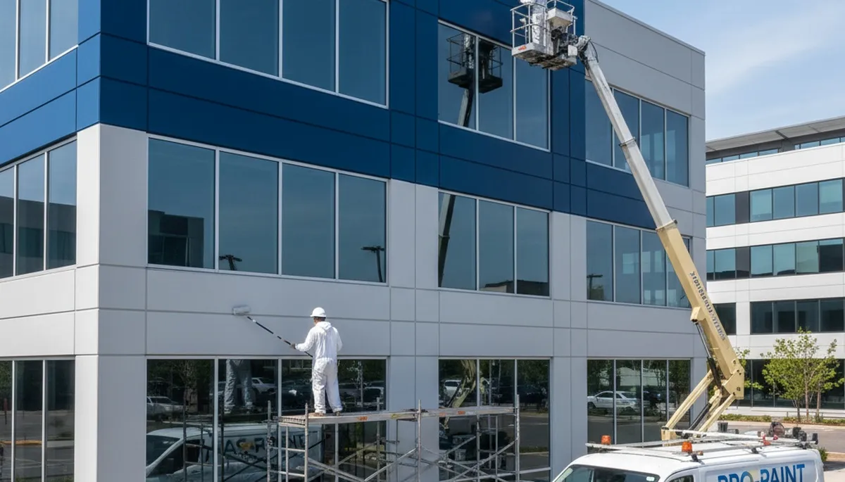 Professional commercial painters applying durable coatings in Nashville, TN business interior