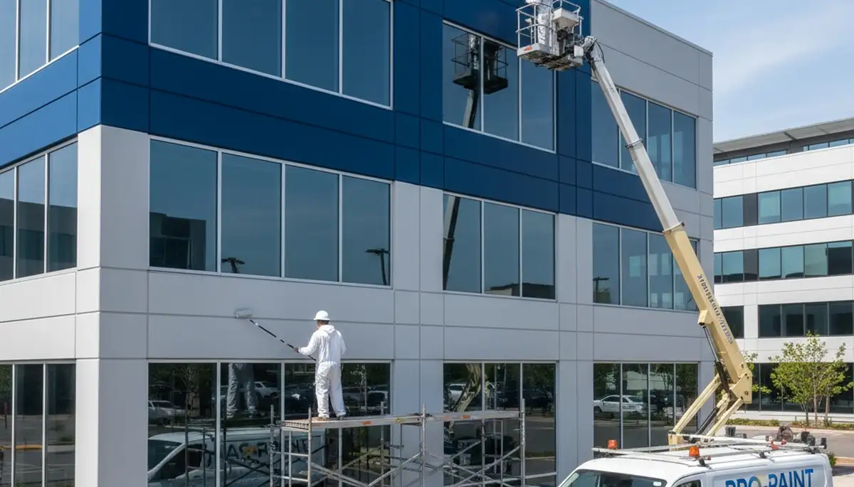 Professional commercial painters applying durable coatings in Nashville, TN business interior