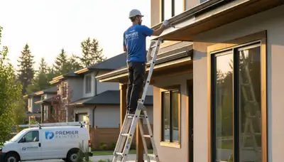 Professional gutter painting on a Nashville TN home exterior by local house painting experts