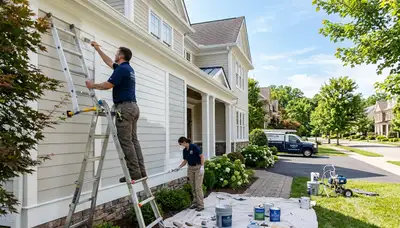 Professional house painters working on residential exterior in Nashville, TN