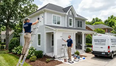 Professional house painters in Nashville TN applying fresh exterior paint to a residential home