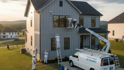 Nashville, TN house painters preparing exterior home painting for a local residential project