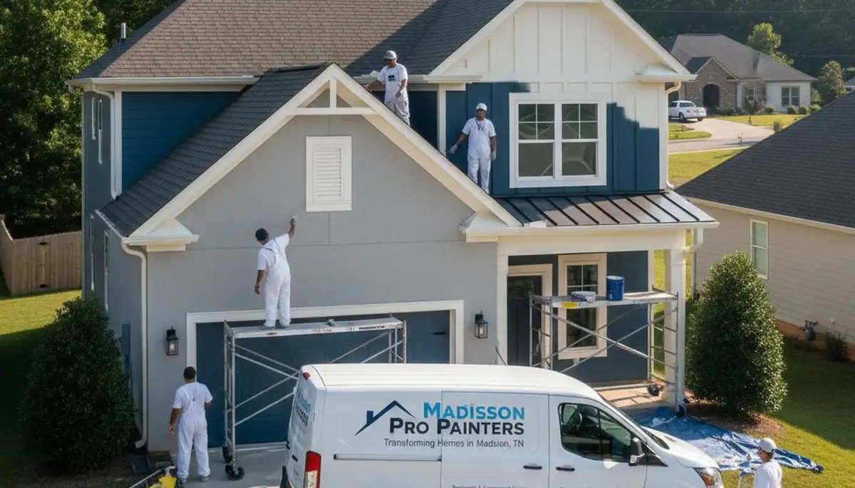 Professional house painters in Nashville TN enhancing home exteriors with vibrant color finish