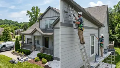 Professional house painters working on exterior home repainting in Nashville, TN