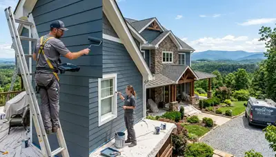 Professional house painters working on home exterior in Nashville TN