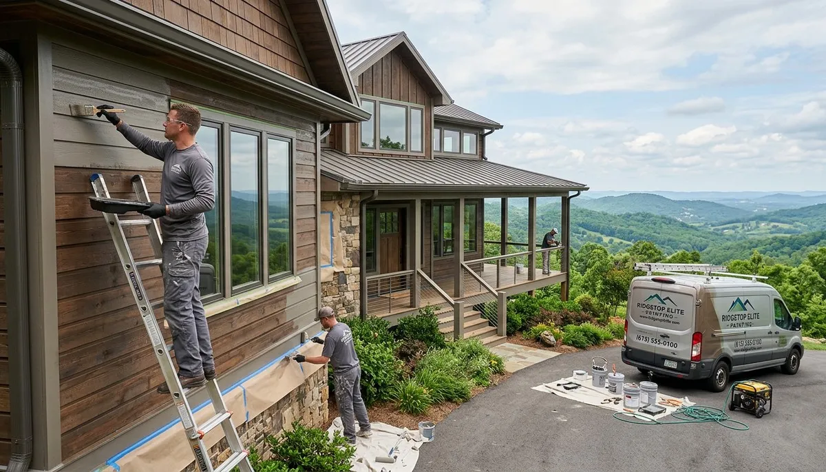 Professional house painters working on a residential exterior in Nashville, TN