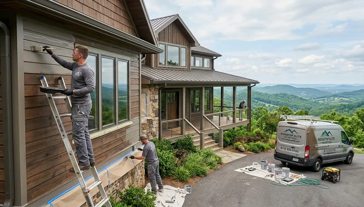 Professional house painters working on a residential exterior in Nashville, TN