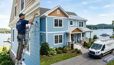 Professional house painters in Nashville TN painting residential exterior siding