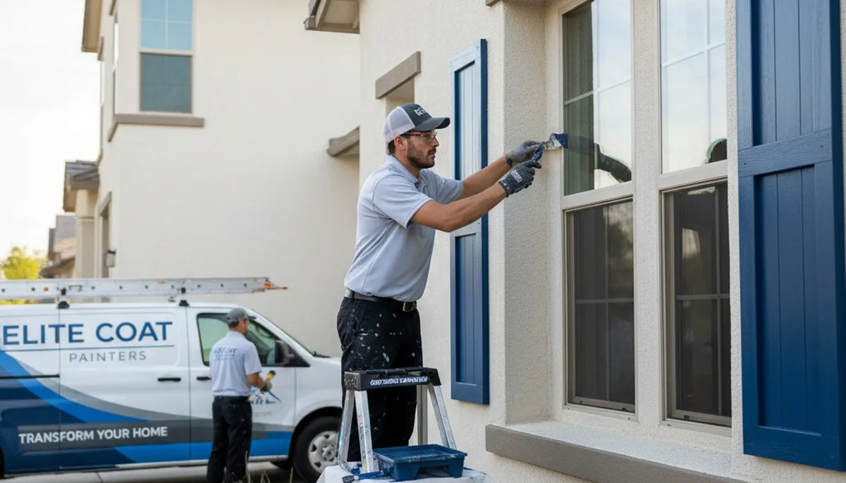 Professional shutter painting and refinishing on a Nashville TN home exterior by expert painters