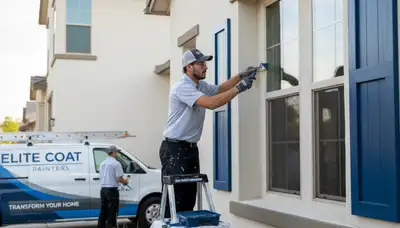Professional shutter painting and refinishing on a Nashville TN home exterior by expert painters