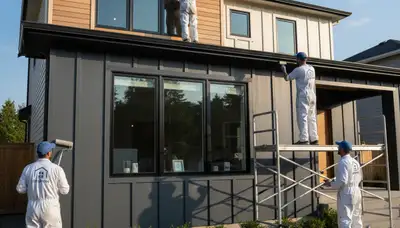 Professional siding painting on a Nashville TN home exterior by expert local house painters