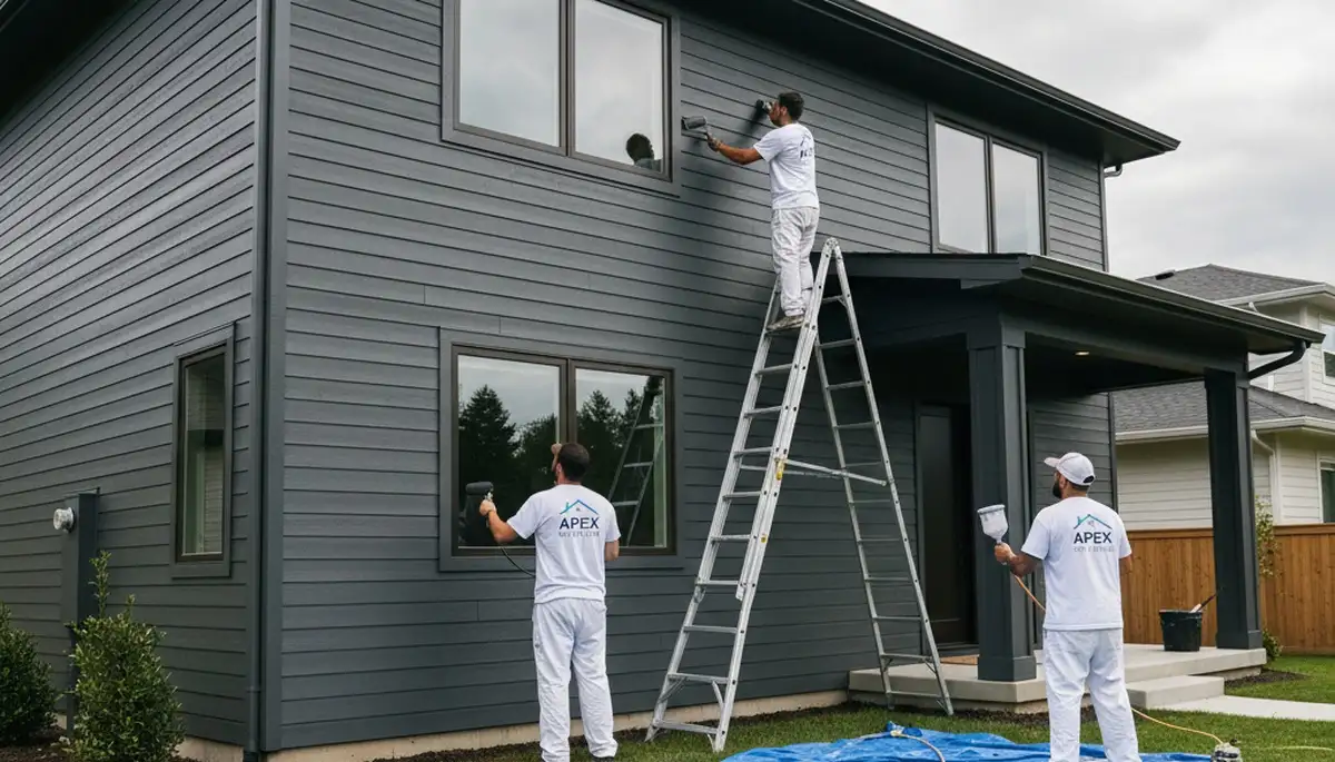 Professional siding painting on Nashville TN home exterior by local house painters