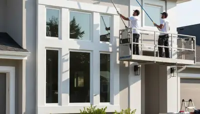 Professional trim and fascia painting on Nashville, TN home exterior by expert house painters