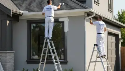 Professional trim and fascia painting on a Nashville TN home by expert local house painters