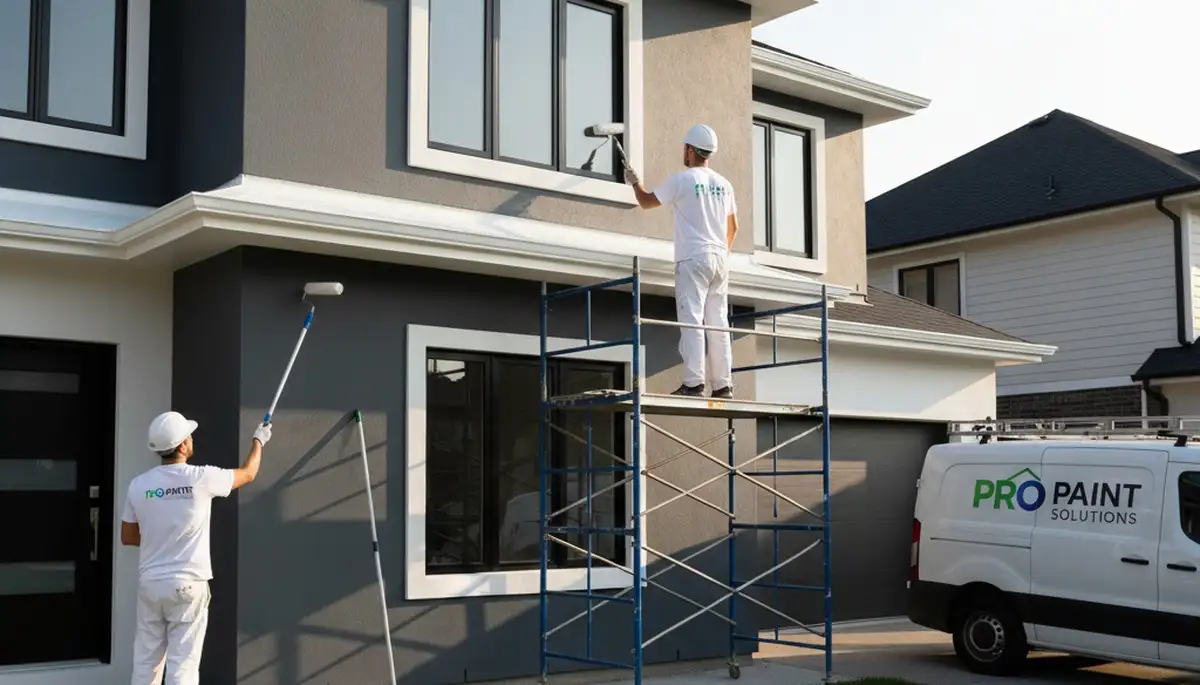 Professional trim and fascia painting on Nashville TN home exterior by expert house painters