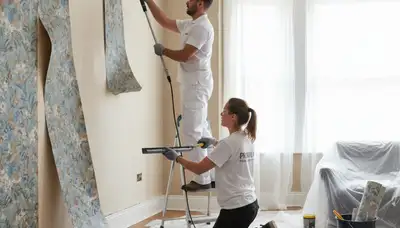 Professional wallpaper removal in Nashville, TN by expert house painters restoring smooth interior walls